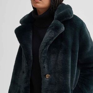 Deep green faux fur NOIZE vegan coat